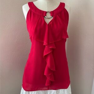 by & by Red Ruffle Sleeveless Blouse